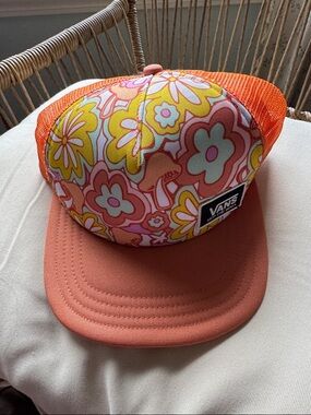 Vans Orange Floral Mesh Trucker Hat